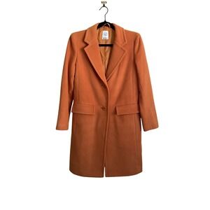 Joan & David Orange Cashmere Wool Peacoat Overcoat Long S/M Luxury Corpcore Work